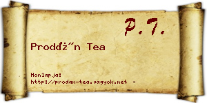 Prodán Tea névjegykártya